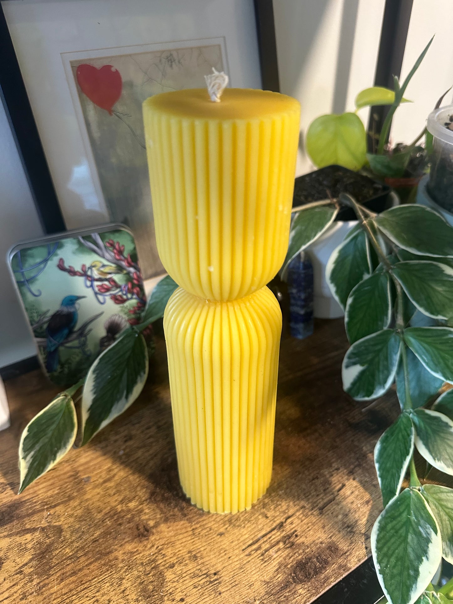 Beeswax Hourglass Pillar