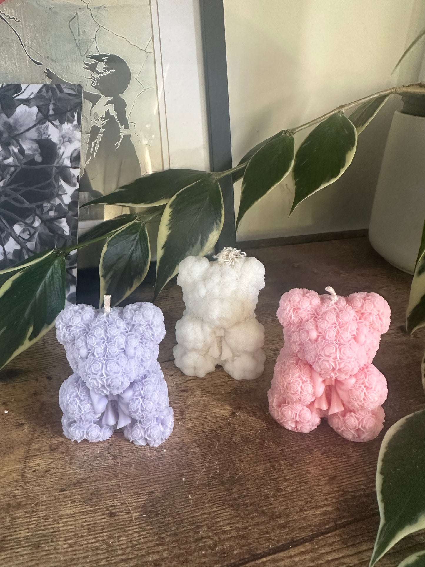 Rose bear candle, small