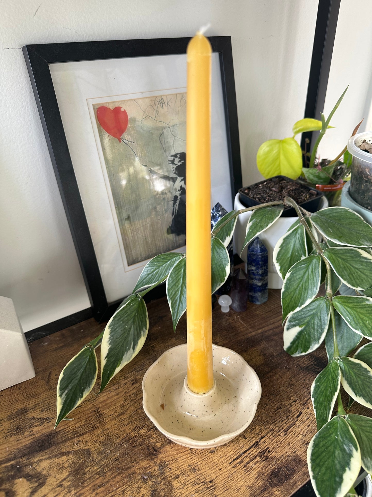 Speckled candle holder