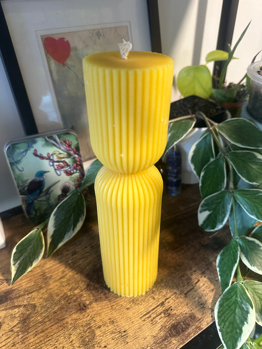 Beeswax Hourglass Pillar